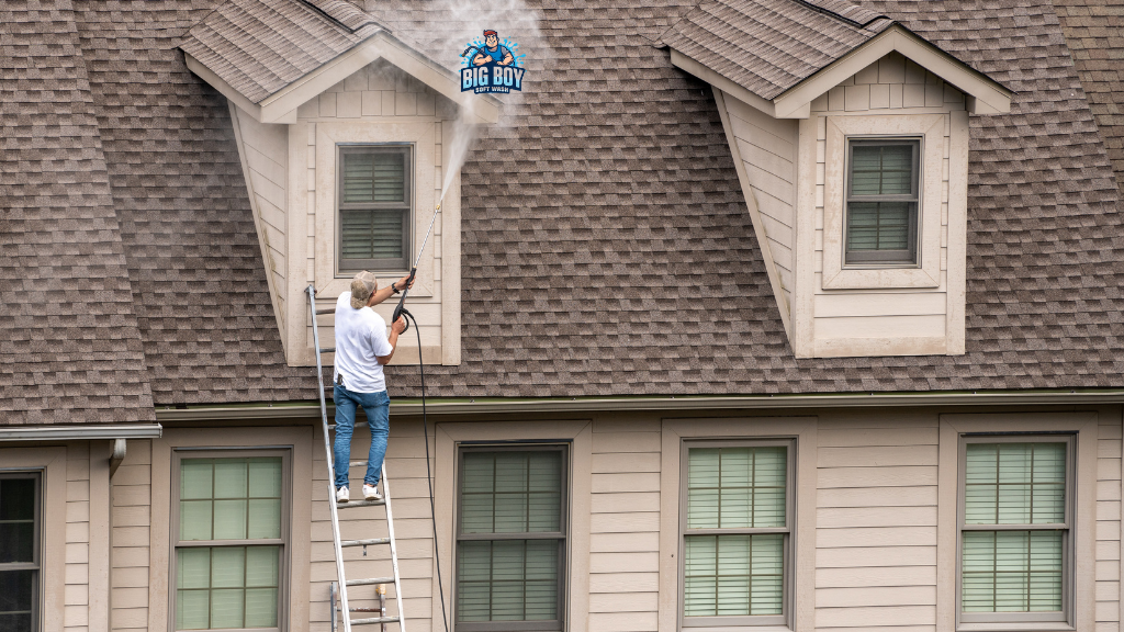 roof pressure wash and house